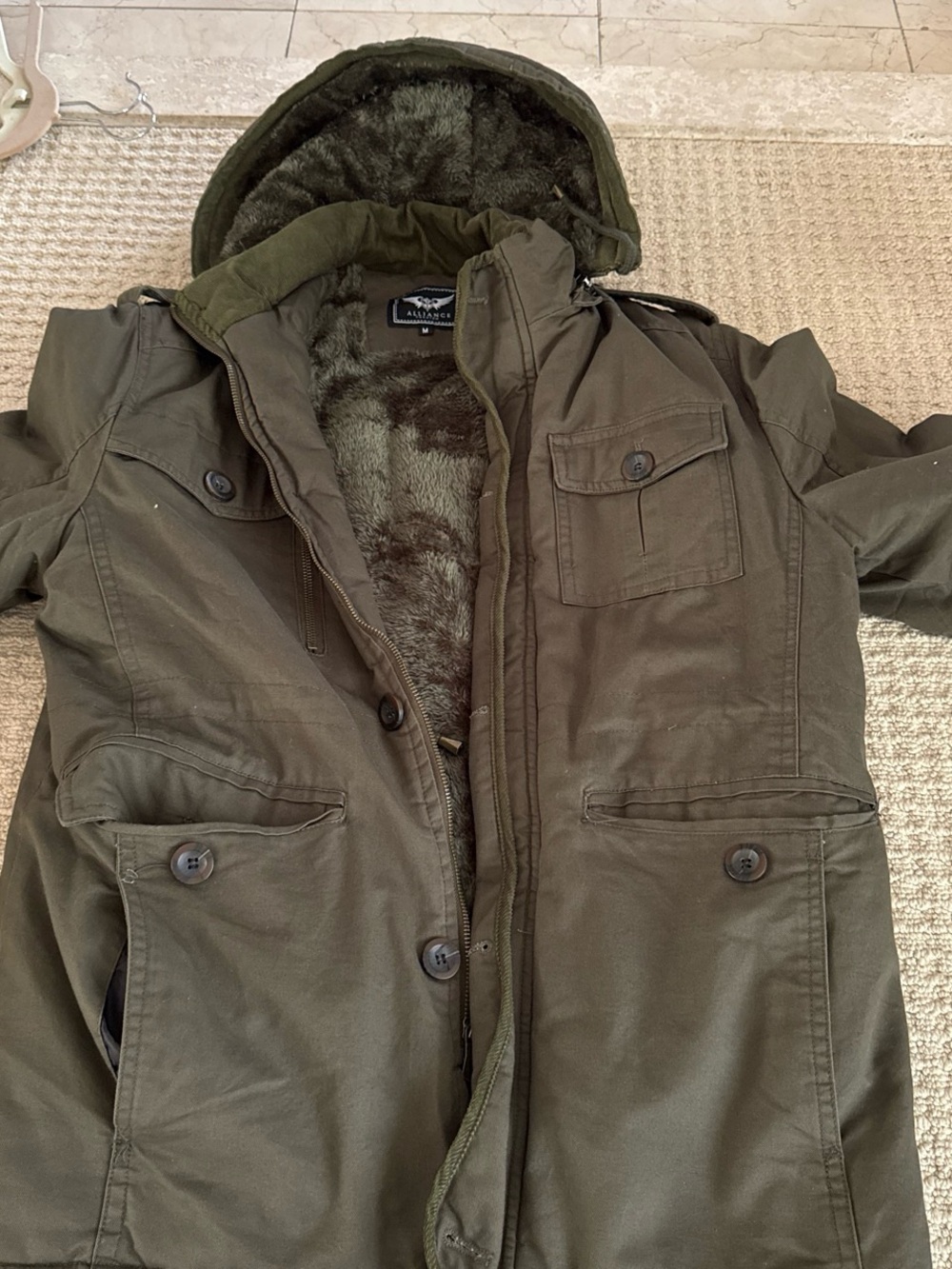 Men's Military Field Parka Jacket - Olive